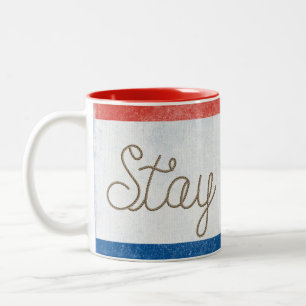 stay awhile text in rope design Two-Tone coffee mug