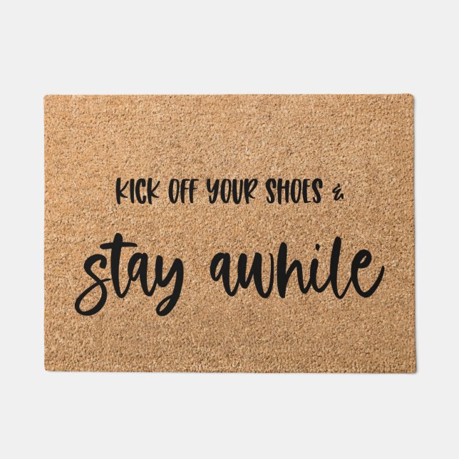 Stay Awhile Welcome Mat Doormat (Front)