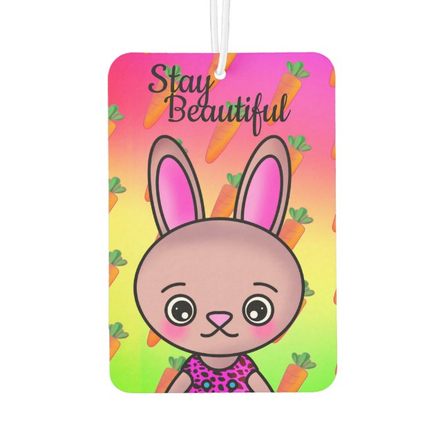 Stay Beautiful Pretty Bunny Cute Carrot Air Freshener (Back)