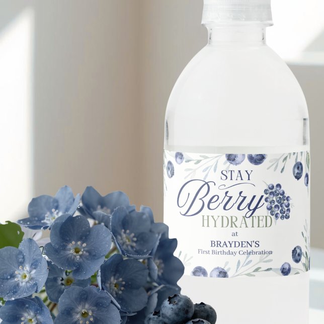 Stay Berry Hydrated First Birthday Water Bottle Label (Creator Uploaded)