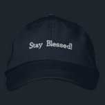 "Stay Blessed!" Navy Cap – Custom Personalized Hat<br><div class="desc">This navy cotton cap features the uplifting message "Stay blessed!" embroidered with care for a touch of positivity. The adjustable strap ensures a comfortable, one-size-fits-all fit, making it versatile for any wearer. Crafted from durable cotton, this cap is perfect for spreading good vibes and makes a thoughtful gift for anyone...</div>