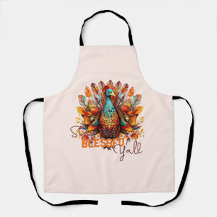 Stay Blessed Y'all with Colourful Turkey  Apron
