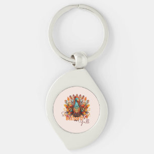 Stay Blessed Y'all with Colourful Turkey  Keychain