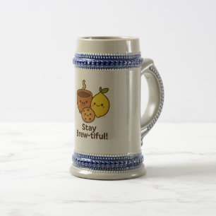 Stay Brew-tiful – Cute Coffee, Lemon & Cookie Beer Stein