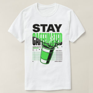 Stay Caffeinated Neon Punk Cyan Coffee Cup T-Shirt