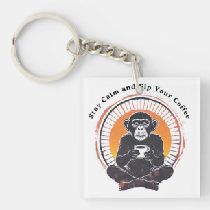 Stay Calm and Sip Your Coffee Design  Keychain