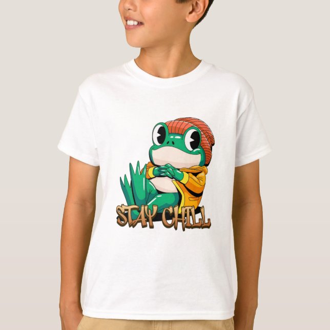 Stay Chill Frog – Cool Vibes Graphic Tee (Front)