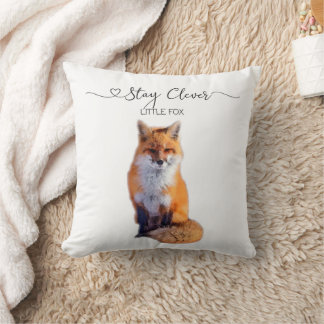 Stay Clever Little Fox Throw Pillow