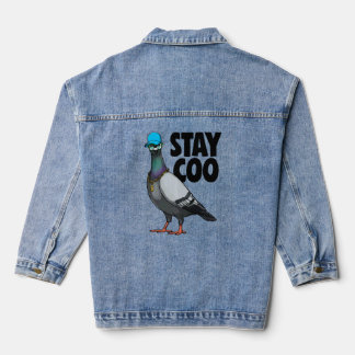Stay Coo Pigeon Women Love Pigeon Pet Bird  Denim Jacket
