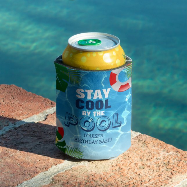 Stay Cool By the Pool Birthday Personalized Can Cooler (In Situ Pool)