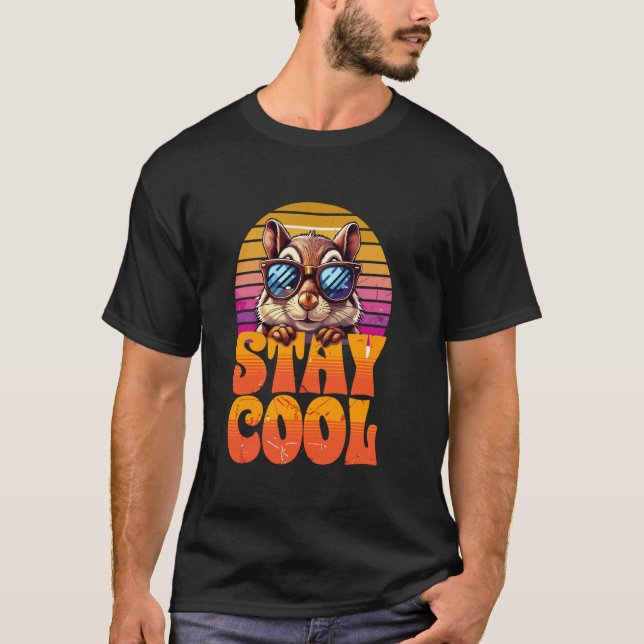Stay Cool Chipmunk Shirt Vintage Sunset Retro Cute (Front)