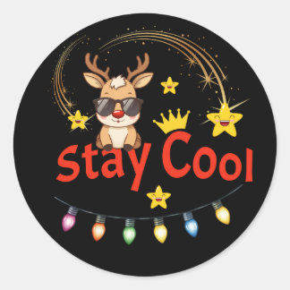 Stay Cool Christmas Reindeer Sticker