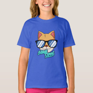 Stay Cool   Cool Cat with Sunglasses Cartoon  T-Shirt