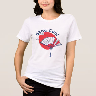 Stay Cool Fan Illustration   Custom Text Japanese  Tri-Blend Shirt