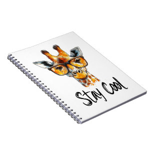 Stay Cool - Giraffe with Sunglasses Illustration Notebook
