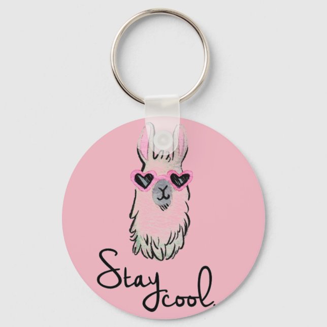 Stay Cool Llama Keychain (Front)