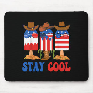 Stay Cool Popsicle Boys Men 4th July American Flag Mouse Pad