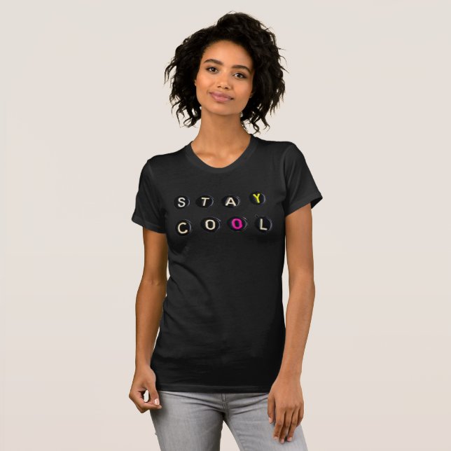 Stay Cool - Retro Beads Typography T-Shirt (Front Full)