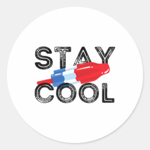Stay Cool Rocket Pop Red White And Blue Popsicle S Classic Round Sticker