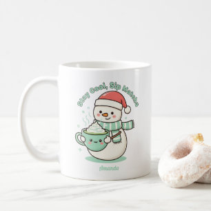 Stay Cool Sip Matcha Christmas Snowman Coffee Mug