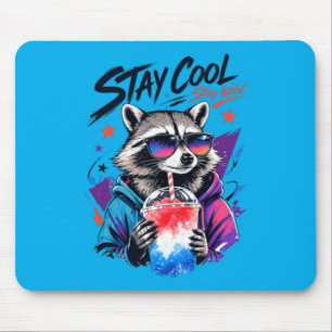 Stay Cool Stay Wild Raccoon Slushie Urban Art Mouse Pad