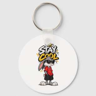 Stay Cool Street Style Rabbit Graphic – Funny Urba Keychain