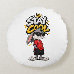 Stay Cool Street Style Rabbit Graphic – Funny Urba Round Pillow