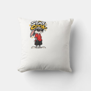 Stay Cool Street Style Rabbit Graphic – Funny Urba Throw Pillow