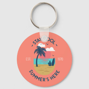 Stay Cool Summer’s Here Beach Sunset Keychain