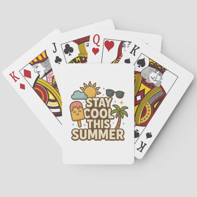 Stay Cool This Summer - Cute Summer Ice Cream Tee Playing Cards (Back)