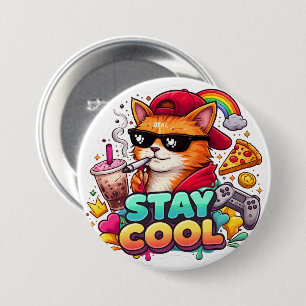Stay Cool Vibes – Chill Cat Streetwear  3 Inch Round Button