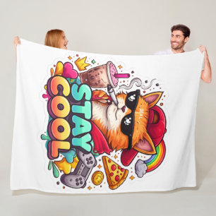 Stay Cool Vibes – Chill Cat Streetwear Fleece Blanket