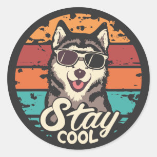 Stay Cool with Majestic Husky Dog Classic Round Sticker