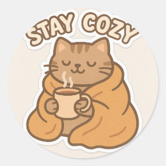 Stay Cozy Cat Sticker – Warm and Fuzzy Design