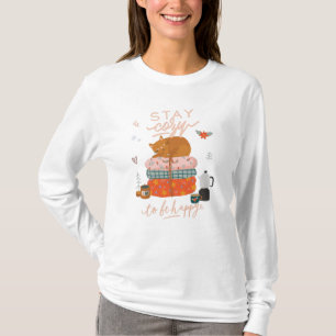 Stay Cozy Fall Autumn Cat T-Shirt