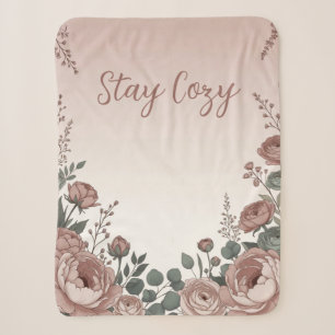 Stay Cozy Floral Sherpa Blanket