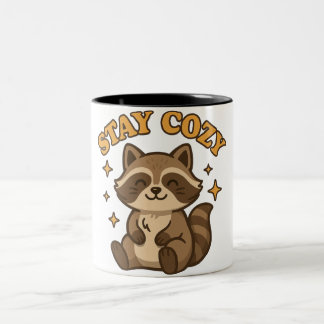 Stay Cozy | Kawaii Animal Illustration Two-Tone Coffee Mug