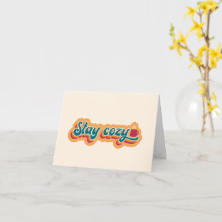 Stay Cozy Mug of Coffee or Hot Cocoa, Retro Style Card