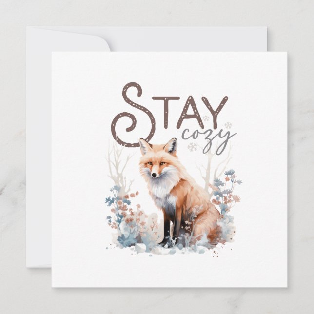 Stay Cozy Woodland Fox Christmas Holiday Card (Front)