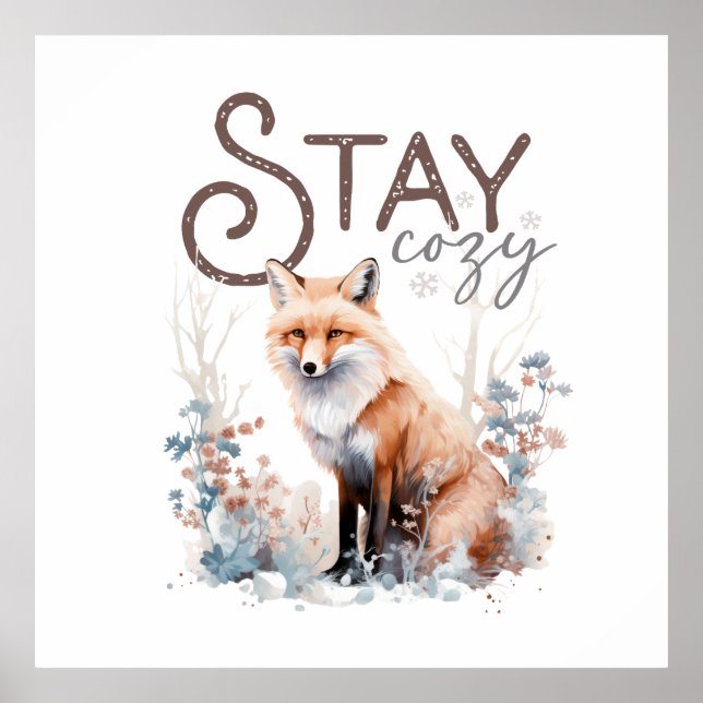 Stay Cozy Woodland Fox Christmas Poster (Front)