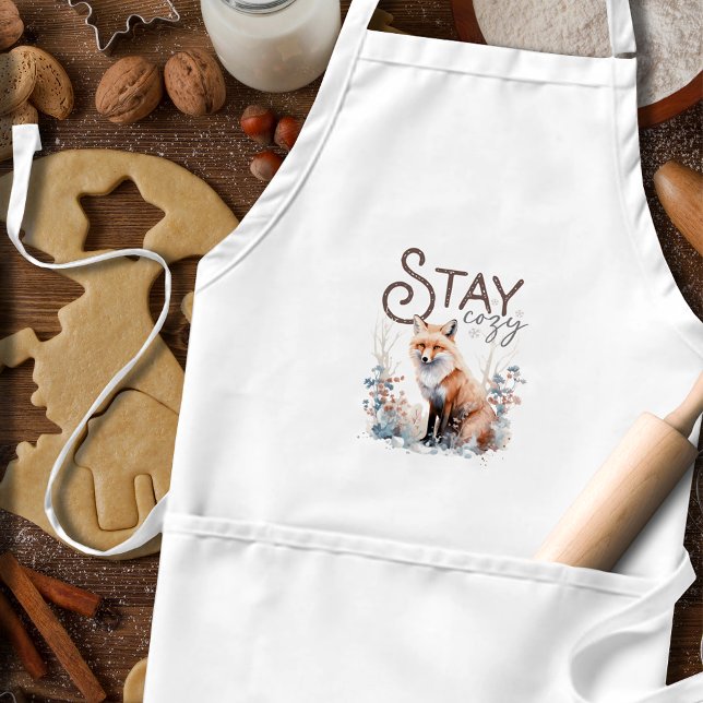 Stay Cozy Woodland Fox Christmas Standard Apron (Creator Uploaded)