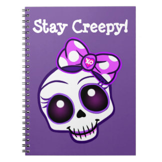 “Stay Creepy!” Creepy Cute Skull Kawaii Notebook