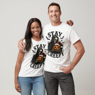 Stay Creepy Grim Reaper Shirt, Creepmas Santa Hat T-Shirt