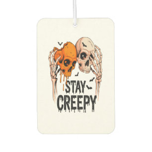 Stay Creepy PNG, Retro Skull Halloween Air Freshener