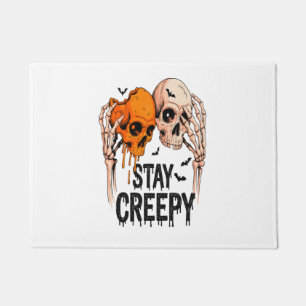 Stay Creepy PNG, Retro Skull Halloween Doormat