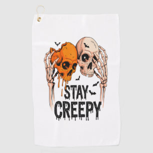 Stay Creepy PNG, Retro Skull Halloween Golf Towel