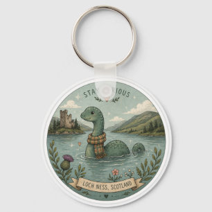 Stay Curious Cozy Cryptid Nessie Loch Ness Monster Keychain