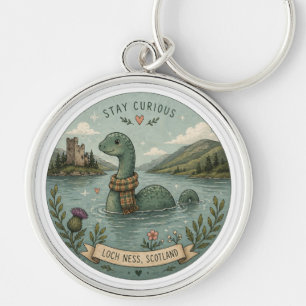 Stay Curious Cozy Cryptid Nessie Loch Ness Monster Keychain