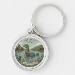 Stay Curious Cozy Cryptid Nessie Loch Ness Monster Keychain