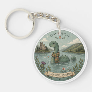 Stay Curious Cozy Cryptid Nessie Loch Ness Monster Keychain